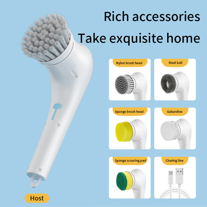5 Heads Cleaning And Refreshing Hand-Held Kitchen Pots And Pans Multi-Functional Cleaning Electric Cleaning Brush