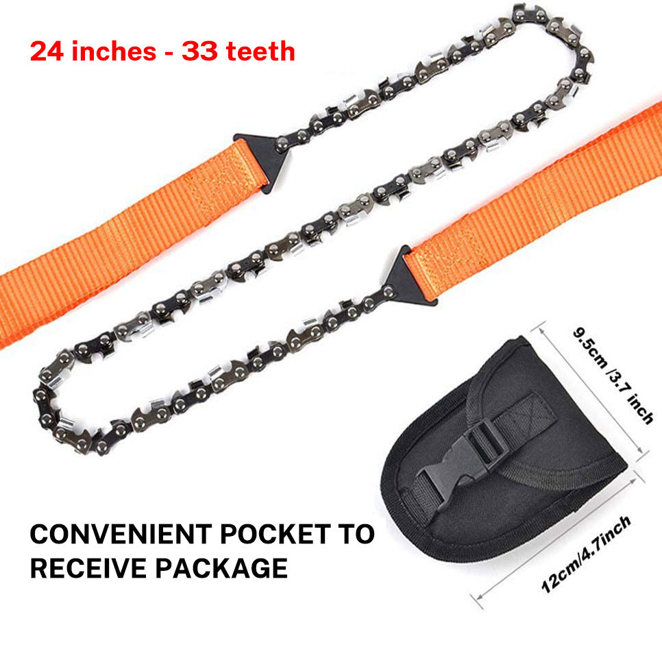 Outdoor hand zipper saw pocket chain saw garden tools 11/16/33 teeth 24 inch portable camping survival wire saw