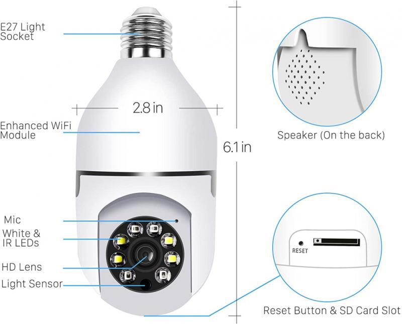 2.4G/5G Single-Band Dual-Band Wireless WIFI Light Head Small Yellow Man Camera Cell Phone Remote WiFi Night Vision Light