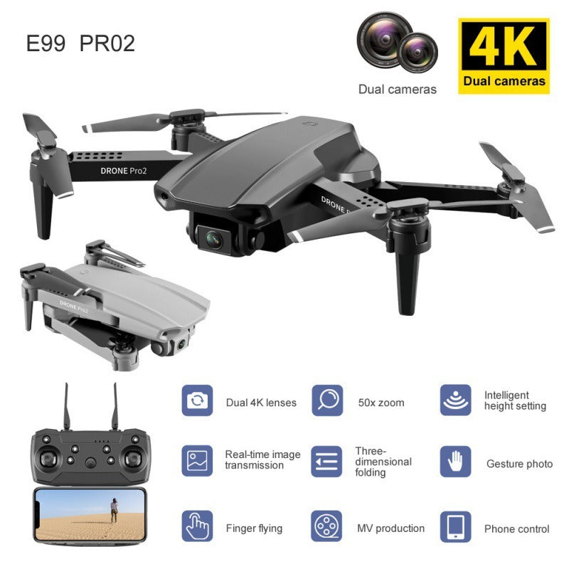 Dron E99 PRO2 plegable de cuatro ejes, fotógrafo aéreo, largo alcance, altura fija, Control remoto, aviones, juguetes para niños