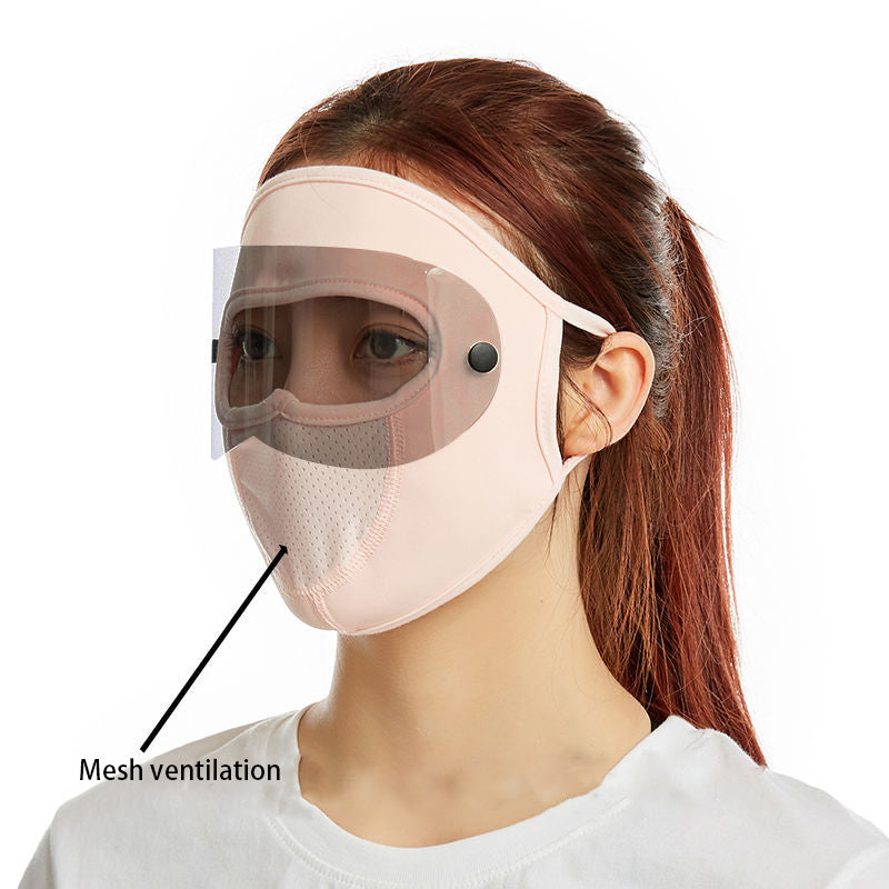 Nuevas gafas Máscara de protección solar Gafas de sol Lente Máscara de protección solar Cubierta de cara completa Máscara de polvo a prueba de viento