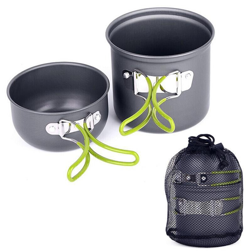 Portable Hard Aluminum Oxide Outdoor Cookware Set Convenient Three-Piece Combination Set Of Pots And Pans