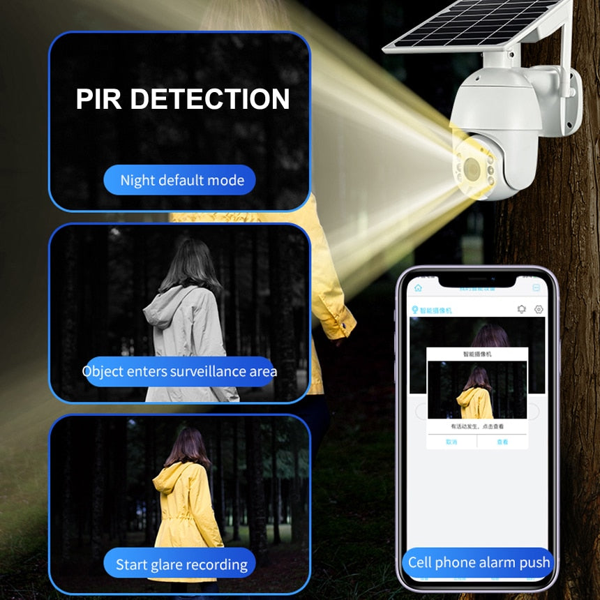 Brand 4G SIM Card WIFI Solar Battery PTZ Camera 1080P Outdoor Waterproof  PIR Alarm Motion Detection P2P CCTV Camera