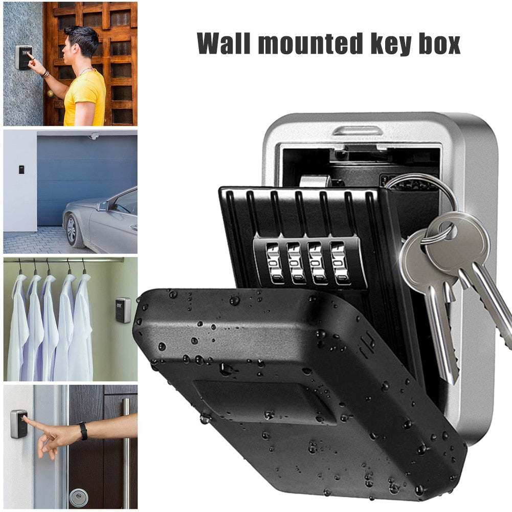 Wall Mount Key Storage Secret Box Organizer 4 Digit Combination Password Security Protection Code Lock Home Safe Deposit Box