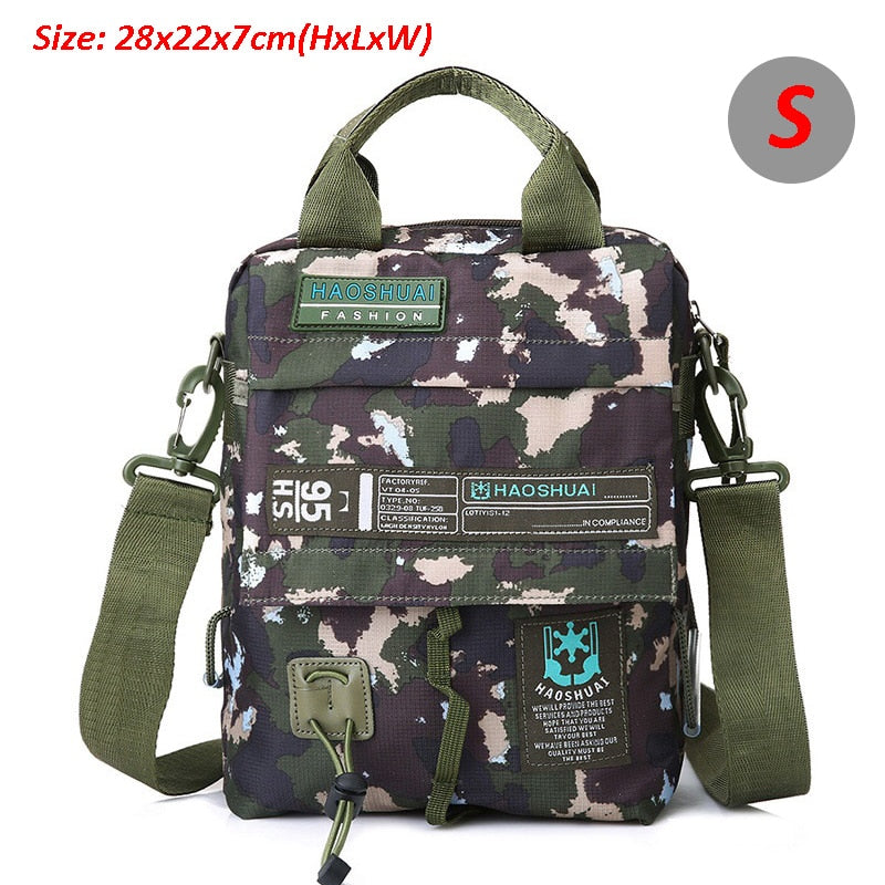 Men's Bag Messenger Bag Male Waterproof Nylon Camouflage Satchel Over the Shoulder Crossbody Bags Handbag Mini Briefcase XA99WC