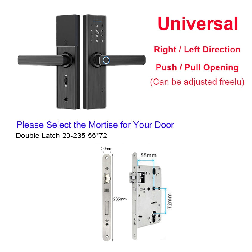 Cerradura de puerta inteligente electrónica YOHEEN Wifi con aplicación Tuya, cerradura inteligente biométrica de seguridad con huella dactilar con contraseña tarjeta RFID
