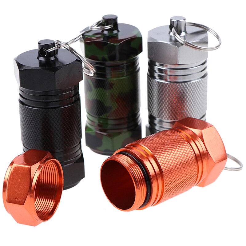Waterproof Seal Tank Aluminum Capsule Container Drug Organizer Pocket Pill Cases For Outdoor Emergency Medicine Storage Bottles