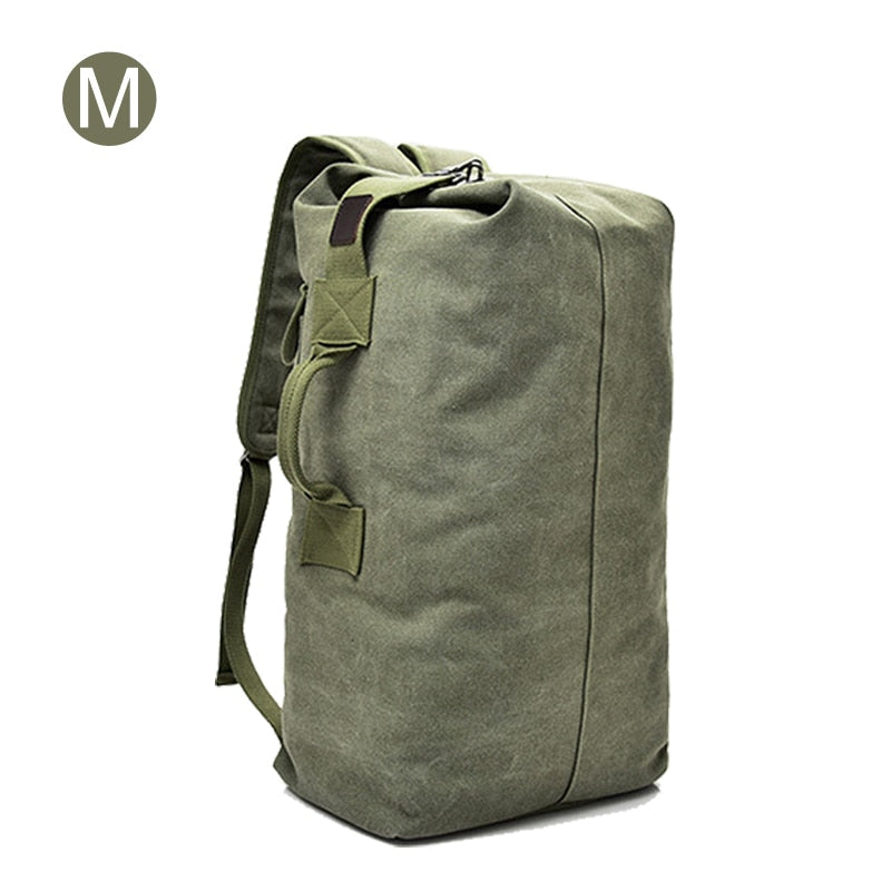 Men's Canvas Backpacks Multi-purpose Bucket Mountaineering Travel Bag Large Shoulder Bags Men Army Trip Foldable Hand Bag XA1934