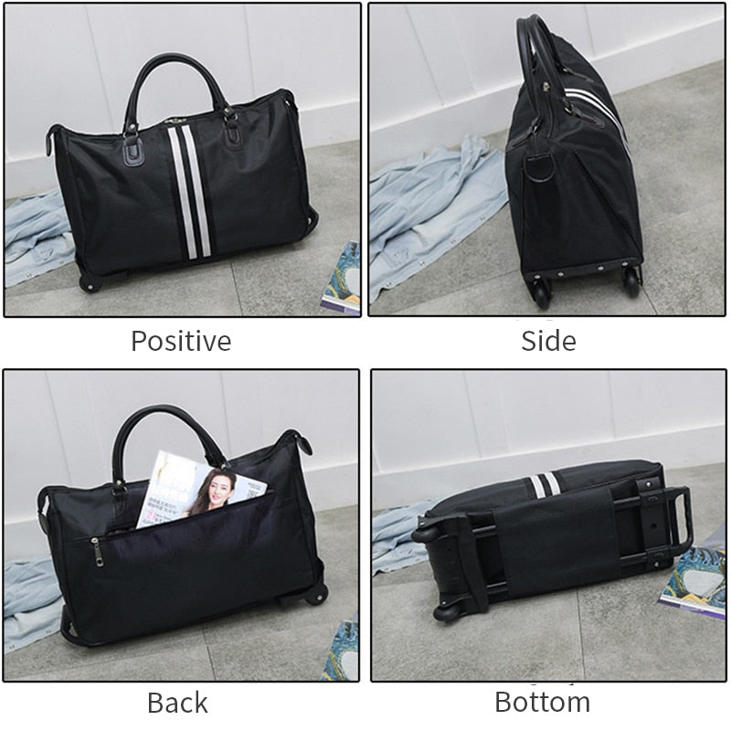 Striped Carry-Ons Bag Waterproof Nylon Trolly Bag For Traveling Men Travel Bags Foldable Cabin Suitcase With Wheels XA225C