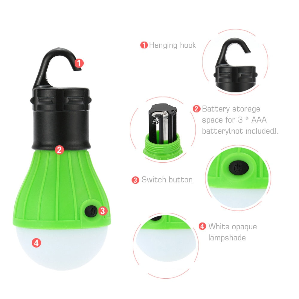 Mini Portable Lantern Emergency light Bulb battery powered camping outdoor Camping tent accessories Outdoor beach tent light