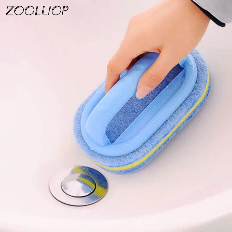 Kitchen Cleaning Bathroom Toilet Kitchen Glass Wall Cleaning Bath Brush Plastic Handle Sponge Bath Bottom Cleaning Tools