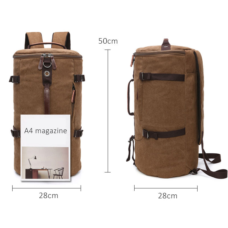 Scione Men Travel Backpack Male Canvas Luggage Duffel Cylinder Bag  Mountaineering Backpack For Men Large Capacity Mochila