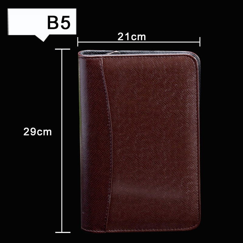 A6/A5/B5 Manager Folder Padfolio Diary Notebook and Journal Calculator Binder Spiral Note Book Business Zipper Bag Line Handbook