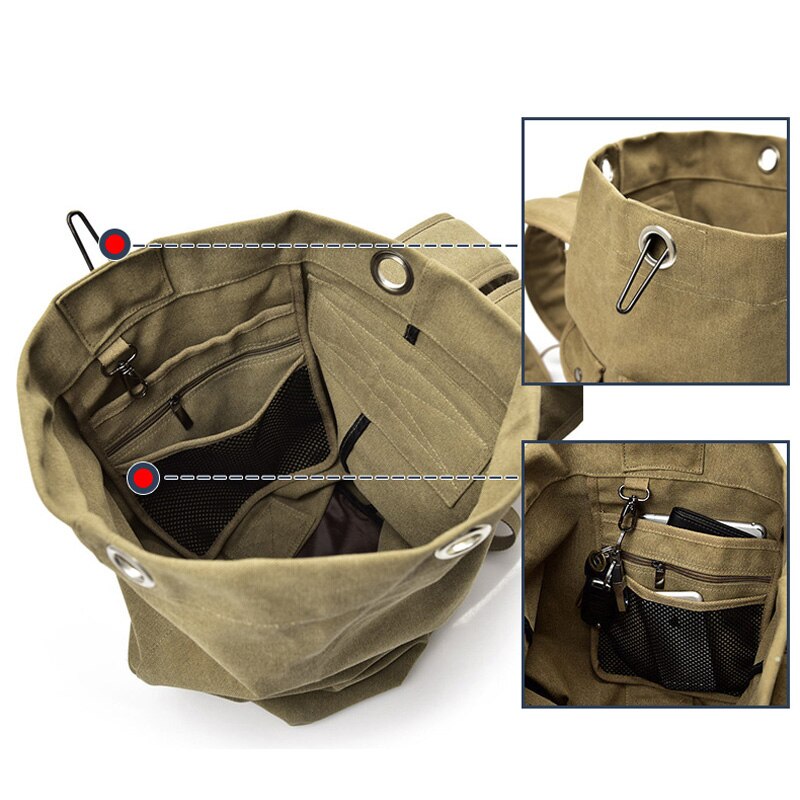 Mochilas de lona para hombre, bolsa de viaje de montañismo con cubo multiusos, bolsos de hombro grandes, bolso de mano plegable de viaje del ejército para hombre XA1934