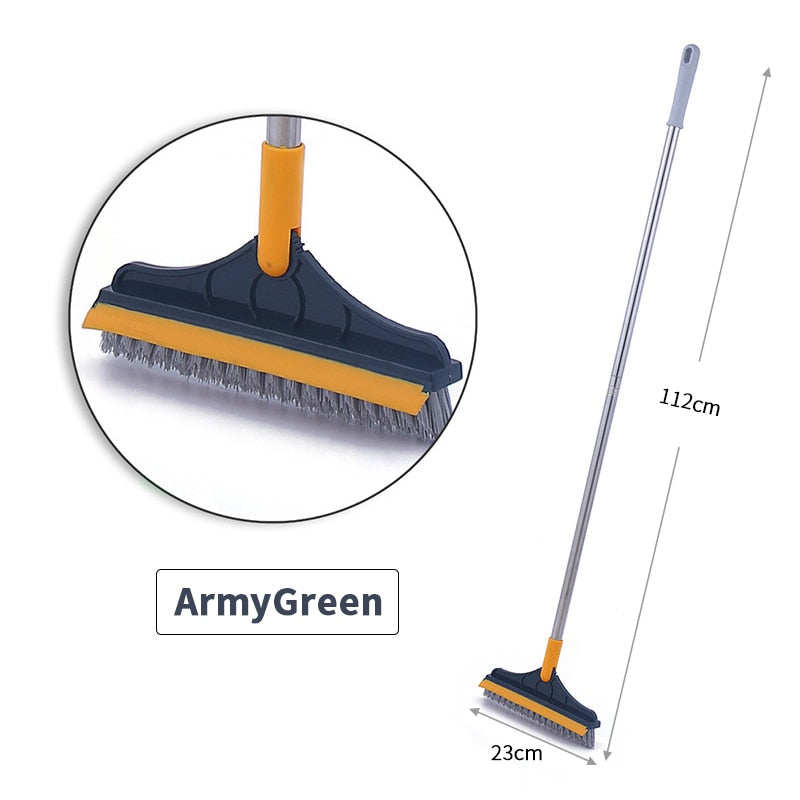 Floor Scrub Brush 2 In 1 Cleaning Brush Long Handle Removable Wiper Magic Broom Brush Squeegee Tile Kitchen Cleaning Tools