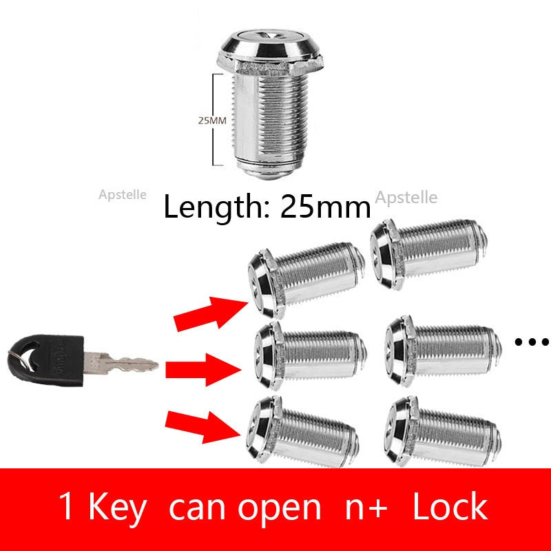 Same key 16/20/25/30mm Drawer Locks With 2 Keys Lock Furniture Hardware Door Cabinet Lock For Office Desk Letter Box Cam Locks