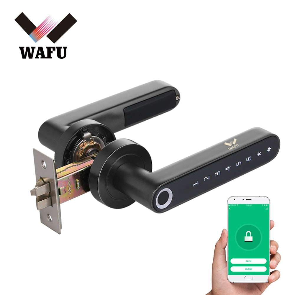 WAFU WF-016 Tuya Smart Fingerprint Electronic Door Lock Smart Bluetooth Password Handle Lock APP Desbloqueo Soporte iOS / Android