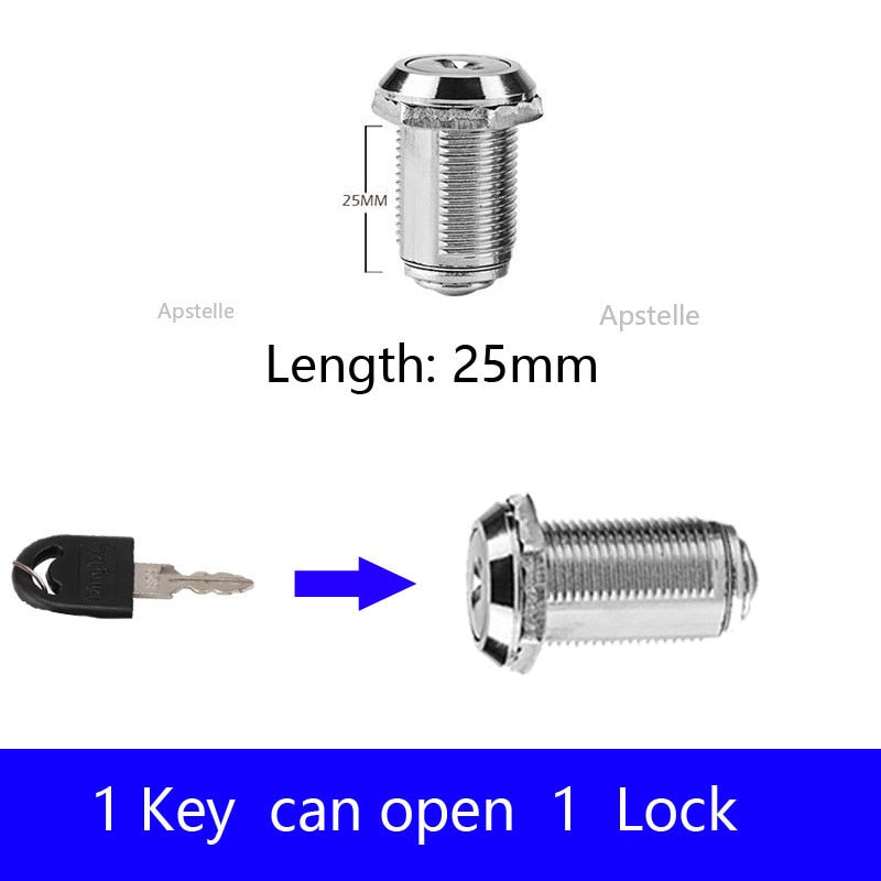 Same key 16/20/25/30mm Drawer Locks With 2 Keys Lock Furniture Hardware Door Cabinet Lock For Office Desk Letter Box Cam Locks