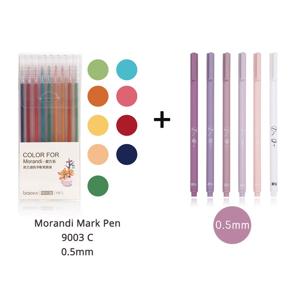 JIANWU 6pcs/set Creative cute morandi Simple small fresh gel pen kawaii Quick drying Cap neutral pen journal supplies Stationery