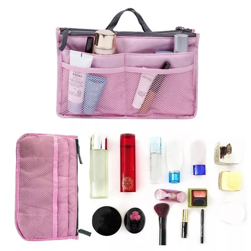 Bolsas de cosméticos de nailon para mujer, bolsa de maquillaje con doble cremallera, bolsa de almacenamiento de artículos de tocador, organizador de maquillaje de viaje para niñas al aire libre