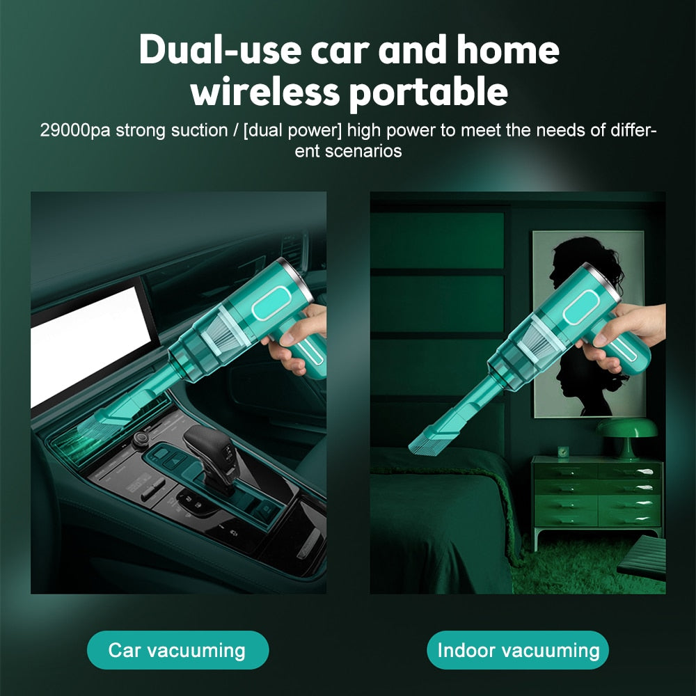 29000Pa Car Wireless Vacuum Cleaner Wet Dry Vacuum Cleaner Cordless Handheld Auto Vacuum Home & Car Dual Use Mini Vacuum Cleaner