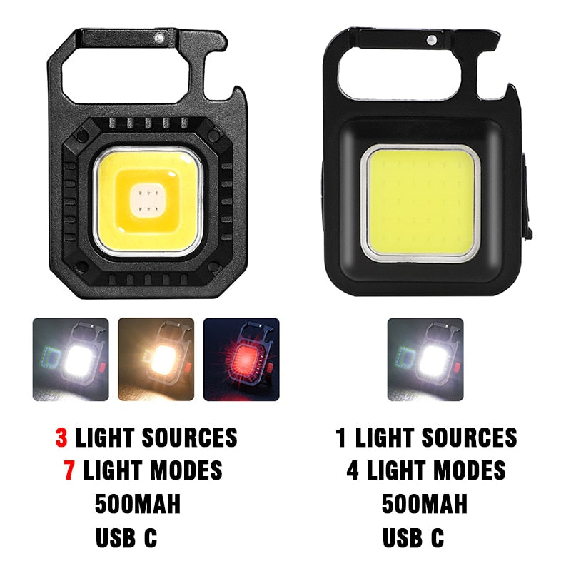 Multifunctional Mini Glare COB Keychain Light USB Charging Emergency Lamps Strong Magnetic Repair Work Outdoor Camping Light