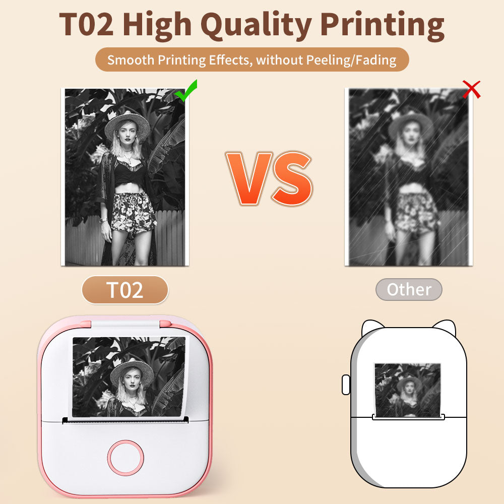 Phomemo T02 Mini Printer Portable Printer Thermal Printing Sticker Wireless Inkless Pocket Printer Self-adhesive Label Printer