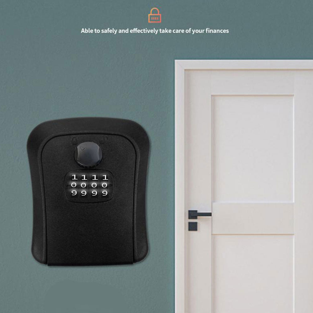 Caja de seguridad para llaves con código inteligente, caja de seguridad para llaves montada en la pared, resistente al agua, para exteriores, 4 dígitos, contraseñas