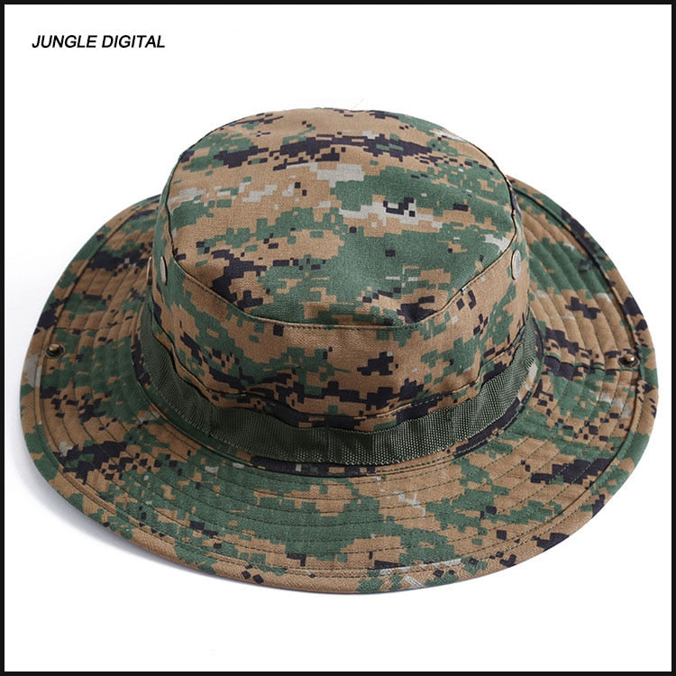 Camouflage Boonie Hat Tactical US Army Bucket Hats Military Multicam  Panama Summer Cap Hunting Hiking Outdoor Camo Sun Caps Men