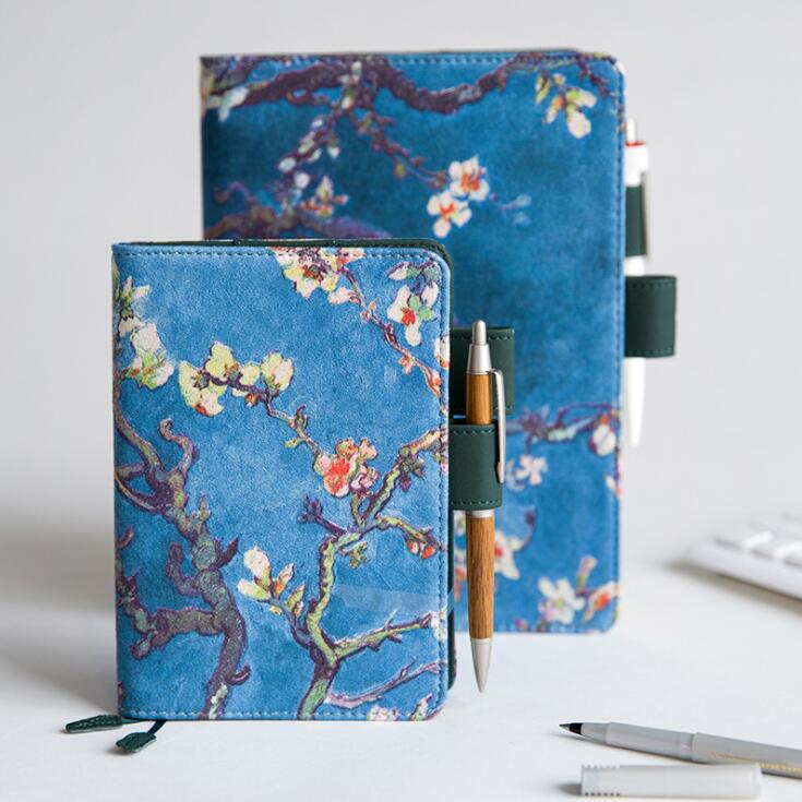 Sharkbang A5 A6 Van Gogh cubierta de tela cuaderno recargable y planificador de diarios tapa dura Bullet Agenda escuela papelería regalo
