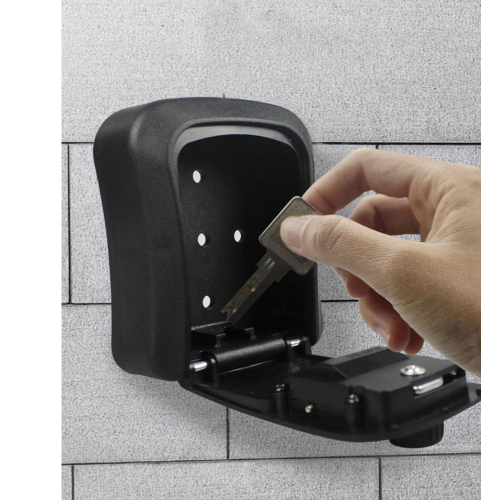 Caja de seguridad para llaves con código inteligente, caja de seguridad para llaves montada en la pared, resistente al agua, para exteriores, 4 dígitos, contraseñas