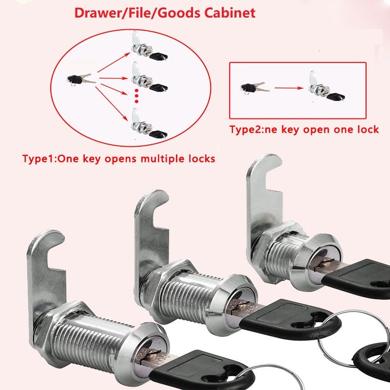 File/Goods/ Drawer Cabinet  Locks With 2 Keys Lock Furniture Hardware Door Cabinet Lock For Office Desk Letter Box Cam Locks